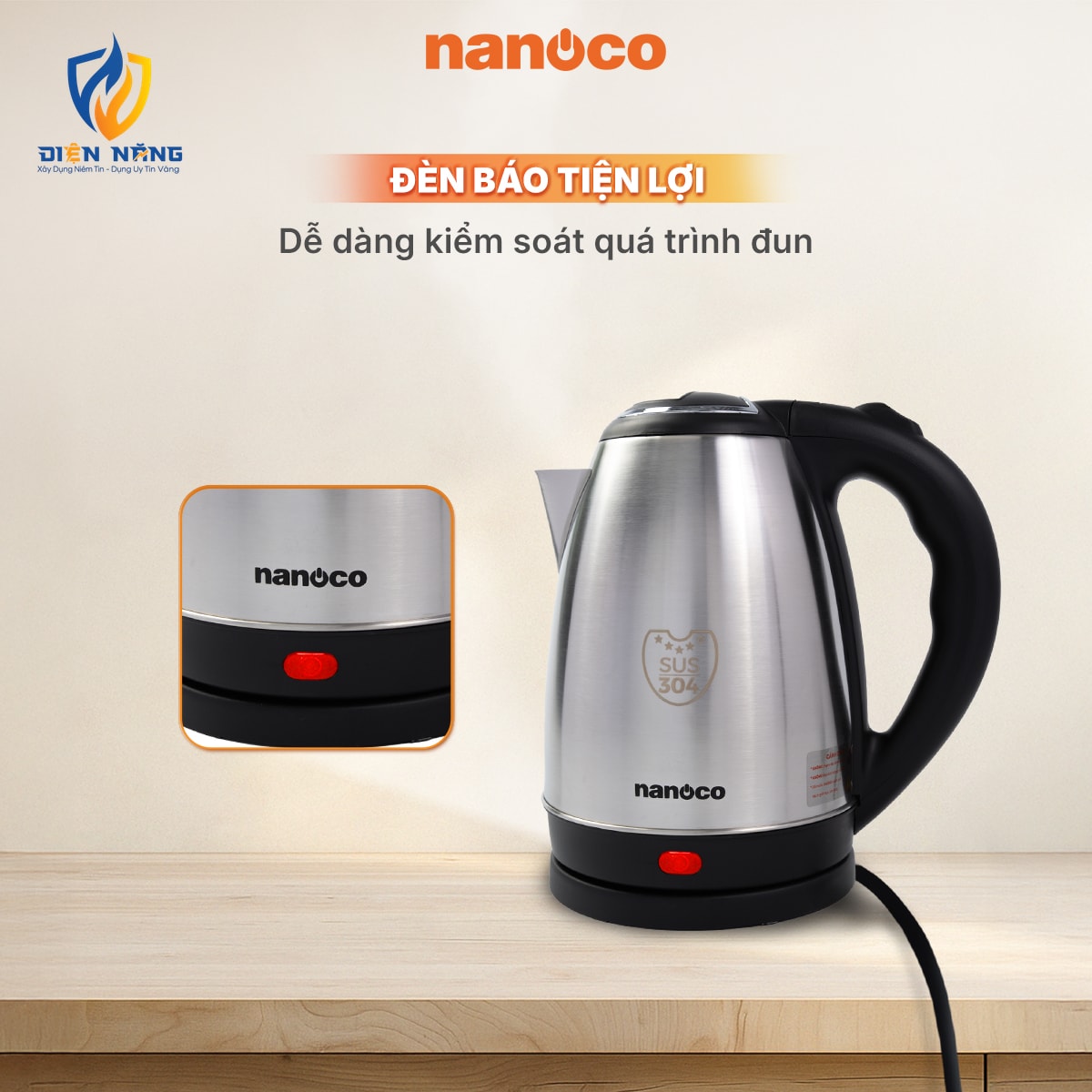 Bình đun siêu tốc inox,1.8L, nhám - anh 5