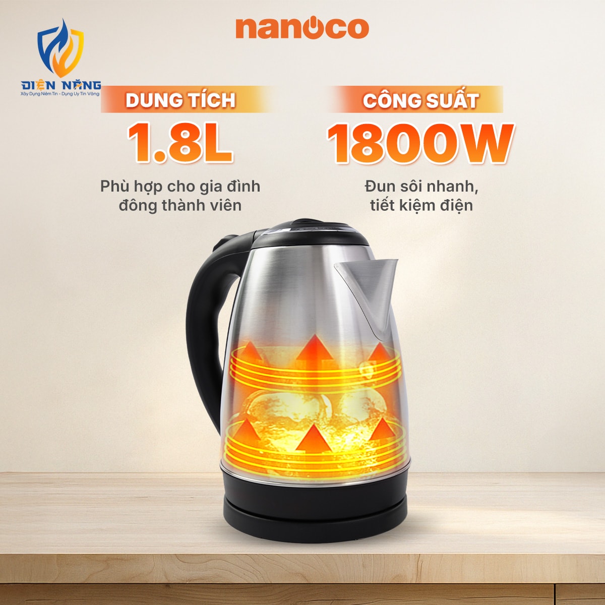 Bình đun siêu tốc inox,1.8L, nhám - anh 4