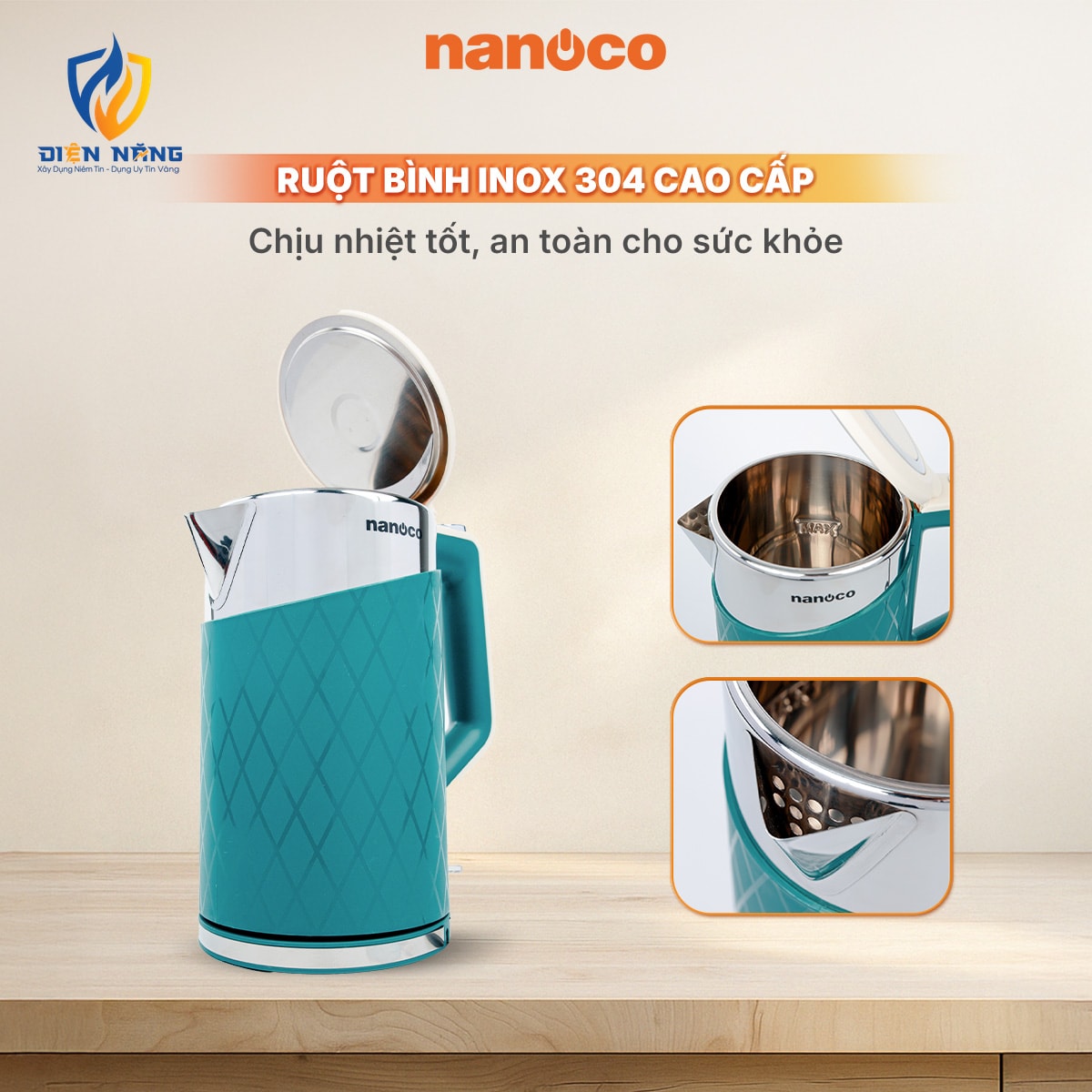 Bình đun siêu tốc inox, NKT1817 - anh 3