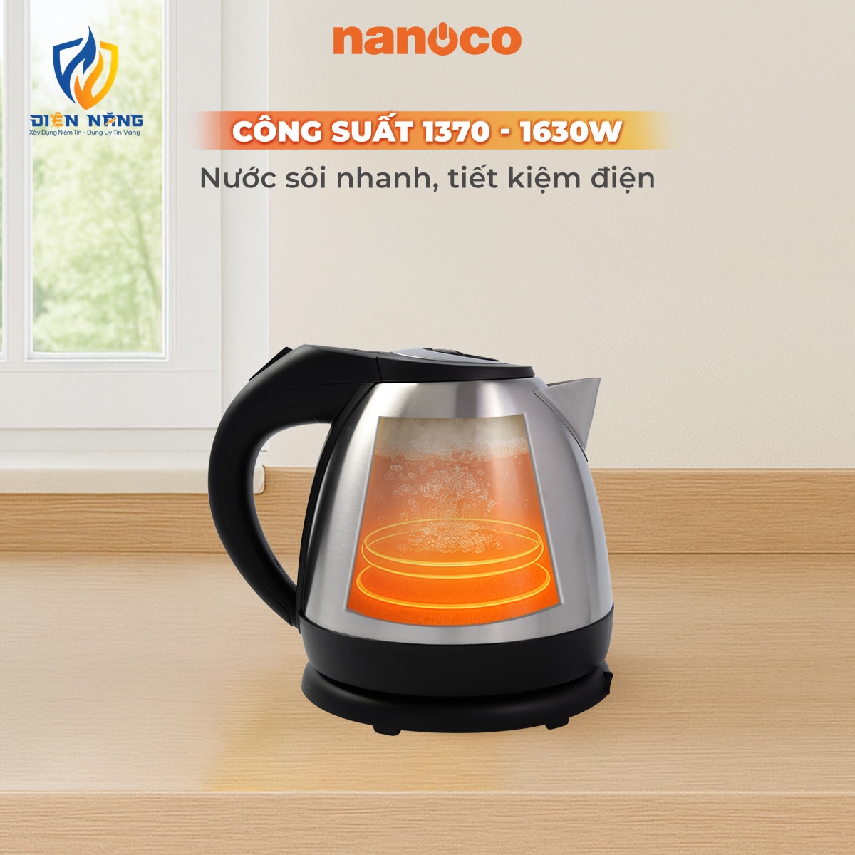 Bình đun siêu tốc 1216, inox 304,1.2L - anh 4
