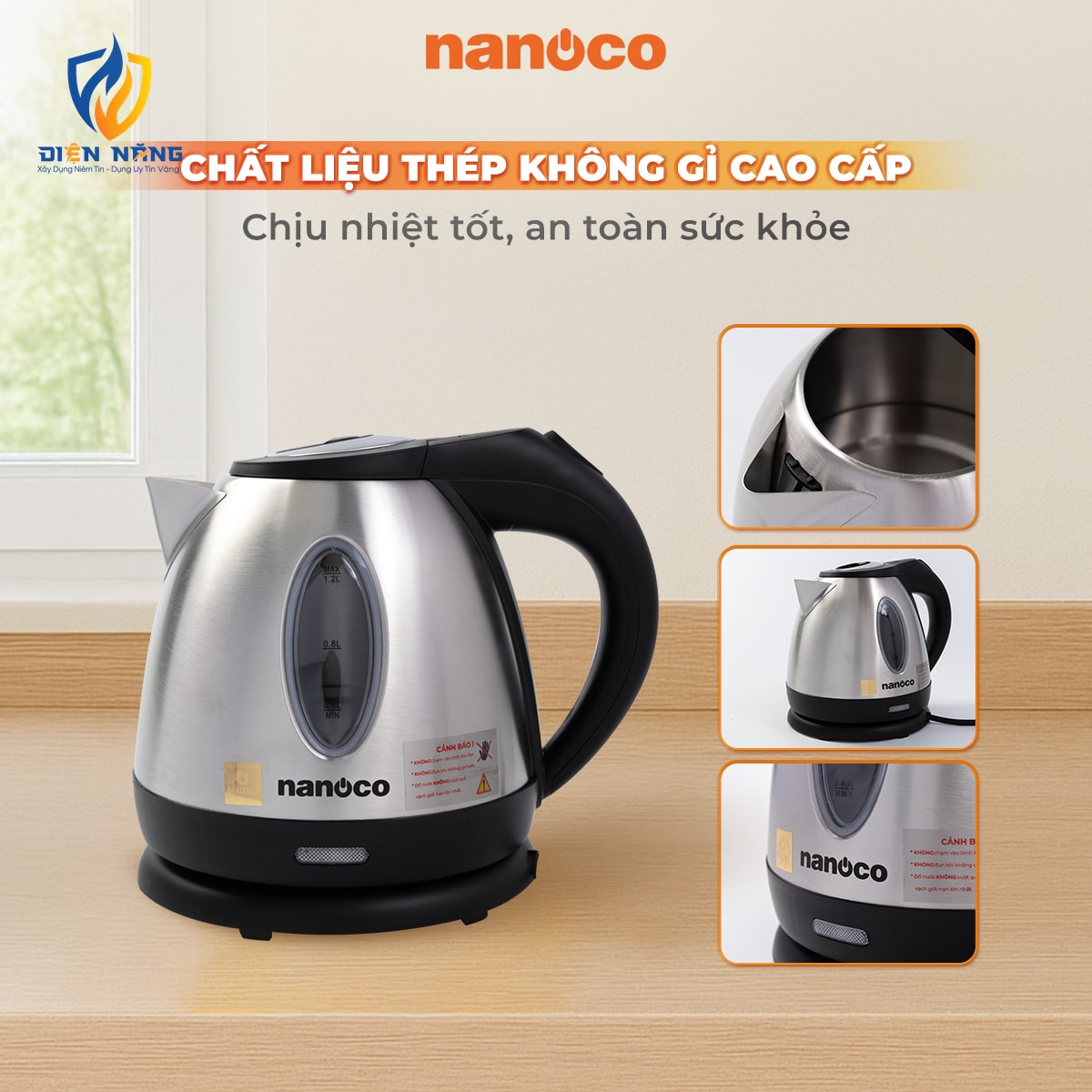 Bình đun siêu tốc 1216, inox 304,1.2L - anh 5