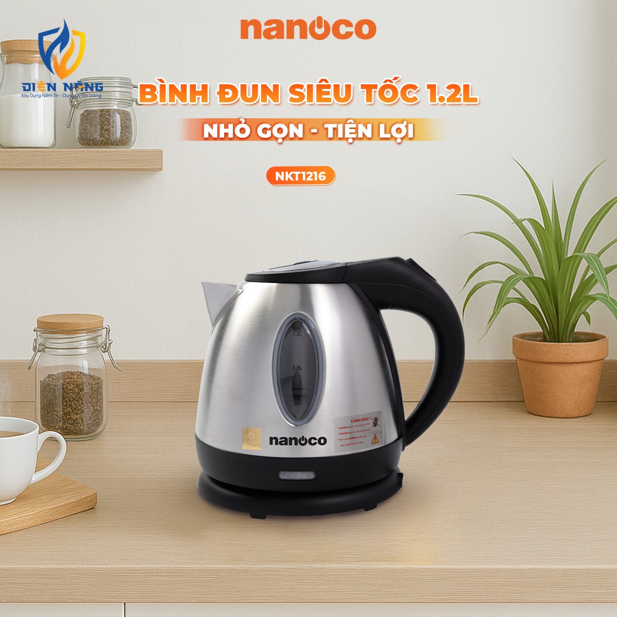 Bình đun siêu tốc 1216, inox 304,1.2L - anh 2