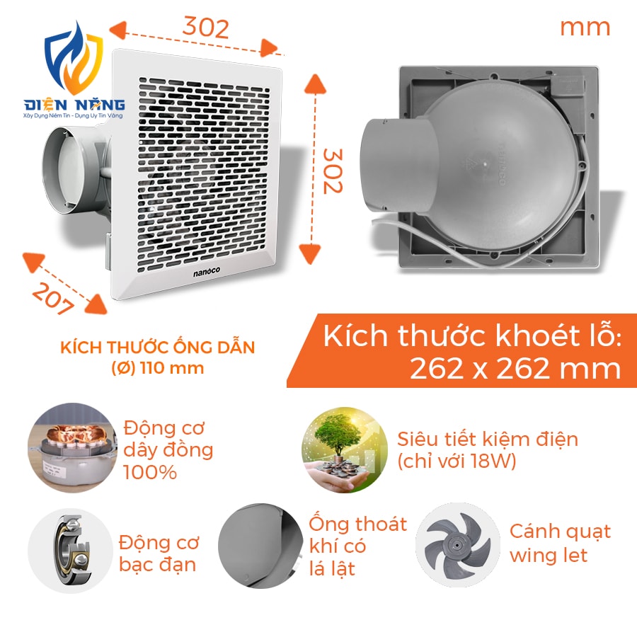 Quạt hút Nanoco dòng âm trần có ống dẫn - anh 6