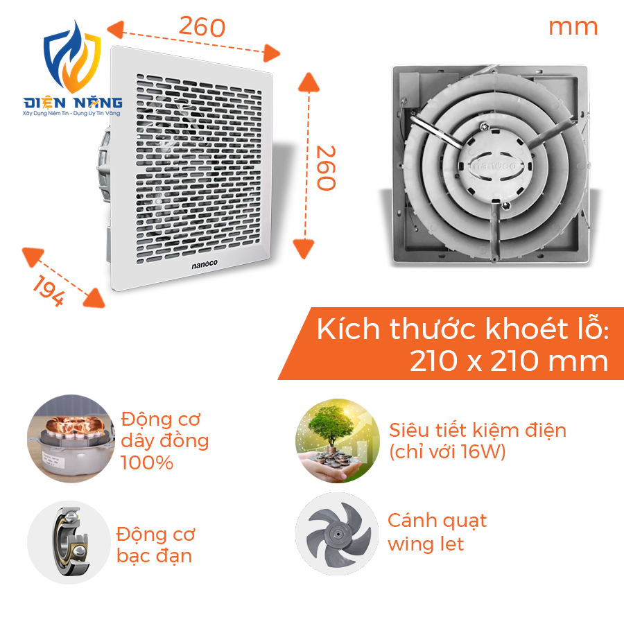 Quạt hút Nanoco dòng âm trần không ống dẫn - anh 3
