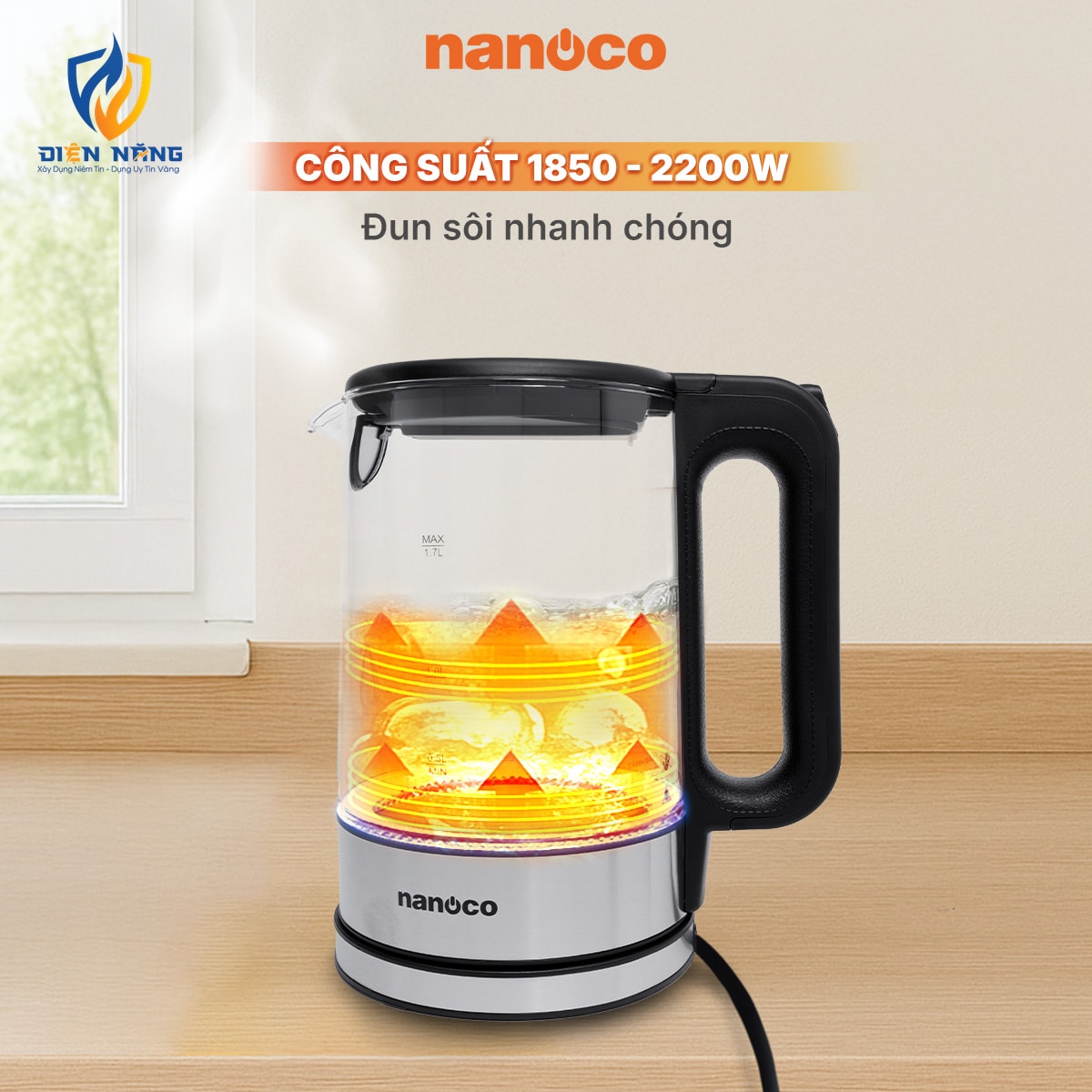 Bình đun siêu tốc thủy tinh,1.7L - anh 4