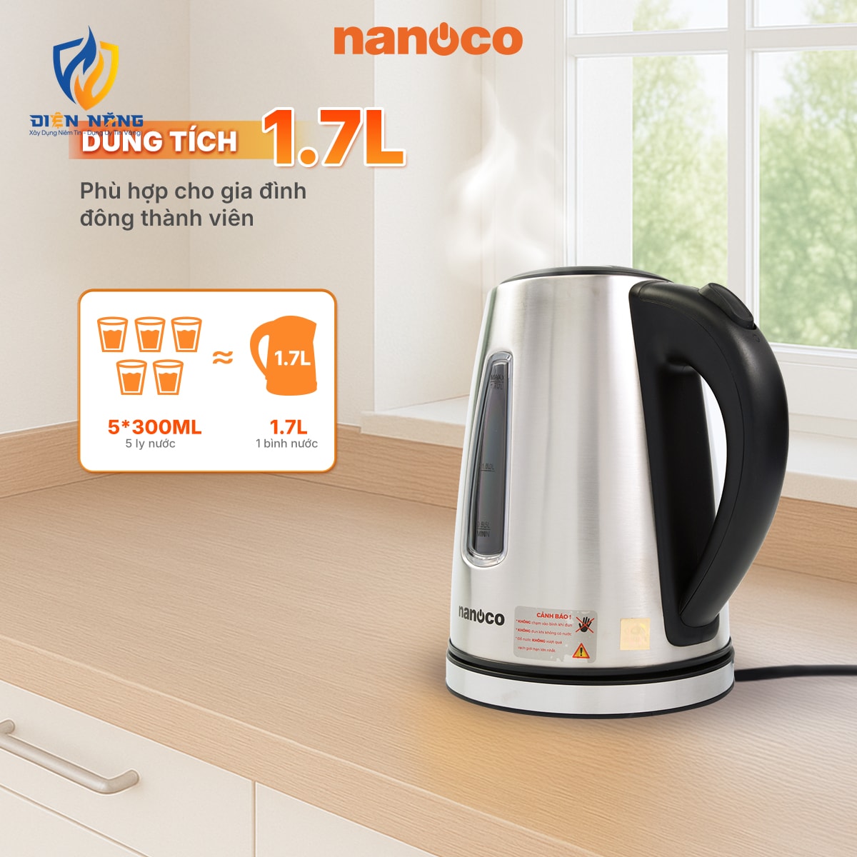 Bình đun siêu tốc inox 304,1.7L - anh 3