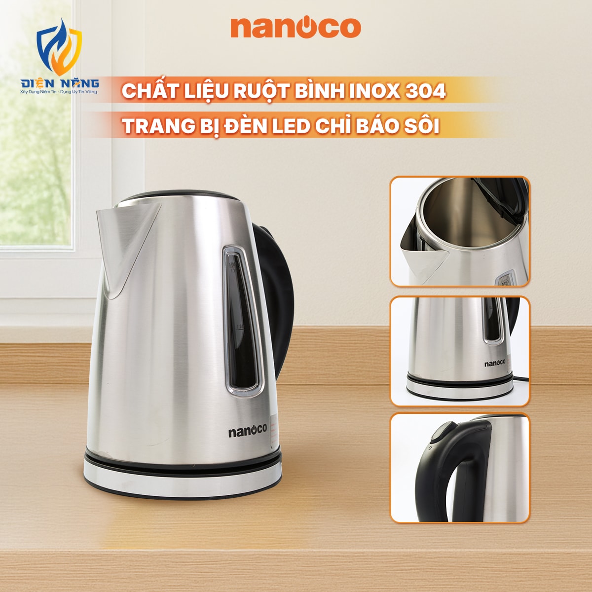 Bình đun siêu tốc inox 304,1.7L - anh 5