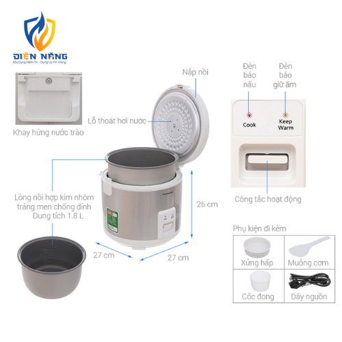 Nồi cơm điện nắp gài Panasonic SR-MVN18LRAX - anh 4