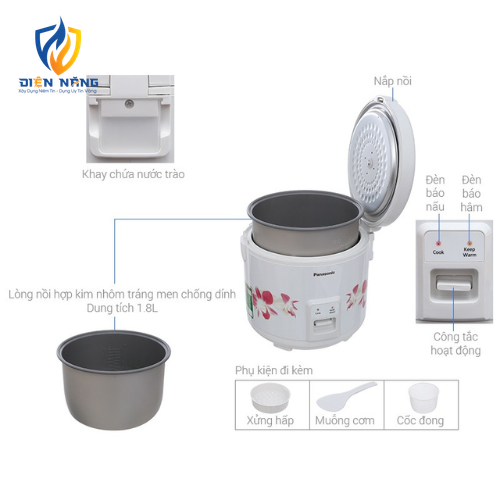Nồi cơm điện nắp gài Panasonic SR-MVN187HRA - anh 2