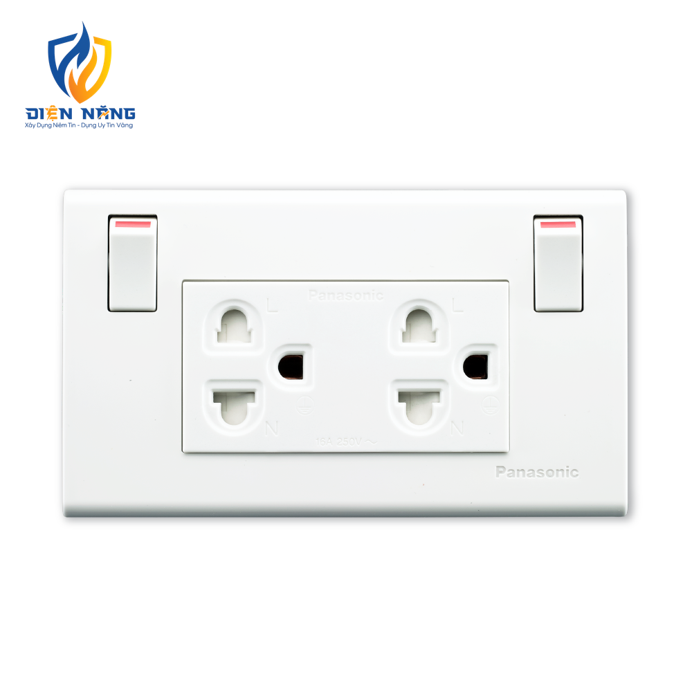 Wide - Bộ ổ cắm 3 chấu 2 công tắc
