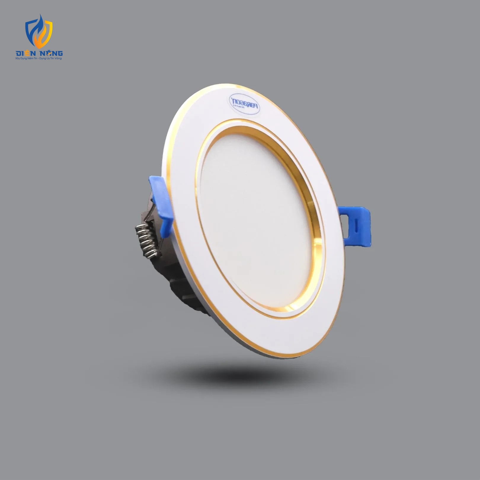 Đèn LED Downlight viền vàng 9W âm trần đổi 3 màu E110 90/9CCT - anh 2