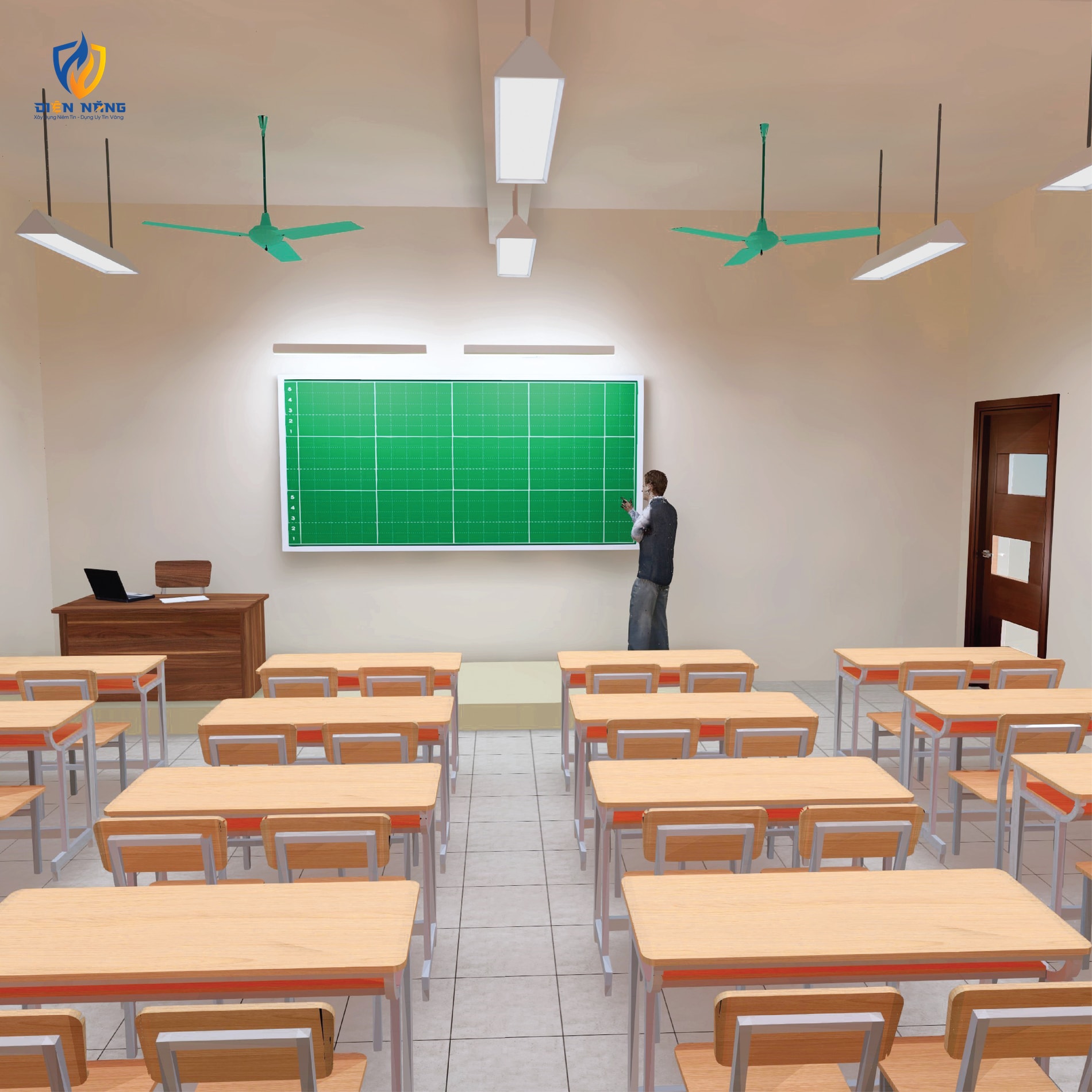Bộ đèn chiếu sáng lớp học chống chói cảm biến ánh sáng 300x1200/40W - anh 3