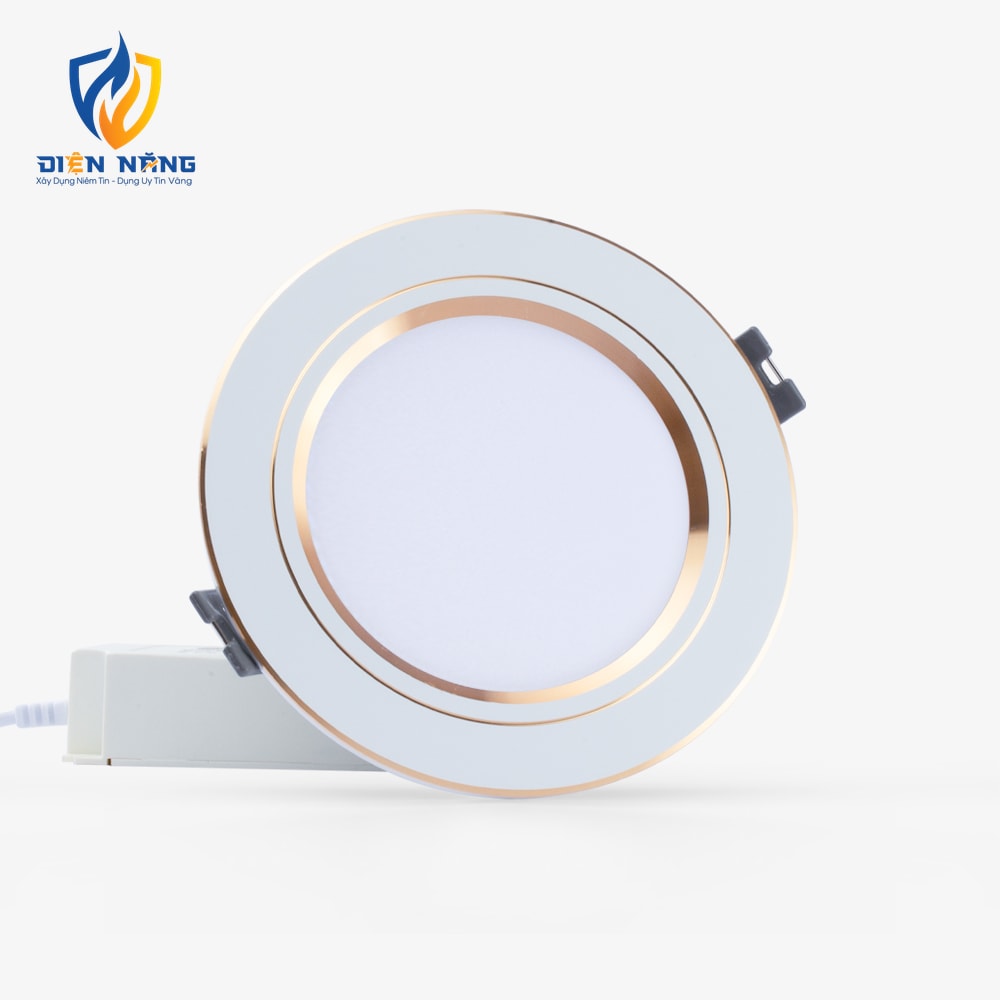 Đèn LED âm trần Downlight AT10 90/8W 6500K viền vàng - anh 3