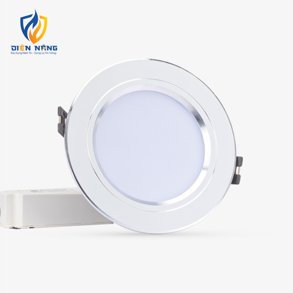 Đèn LED âm trần Downlight AT10 90/8W 6500K viền bạc - anh 3