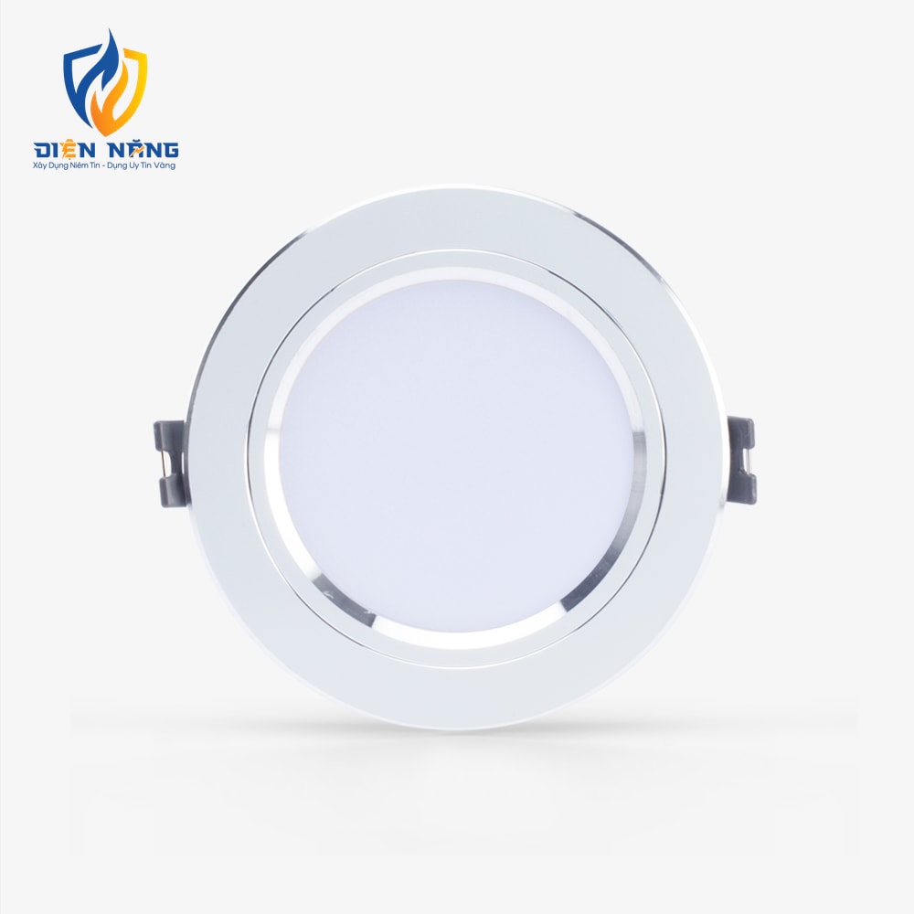 Đèn LED âm trần Downlight đổi màu AT10 viền bạc 90/8W