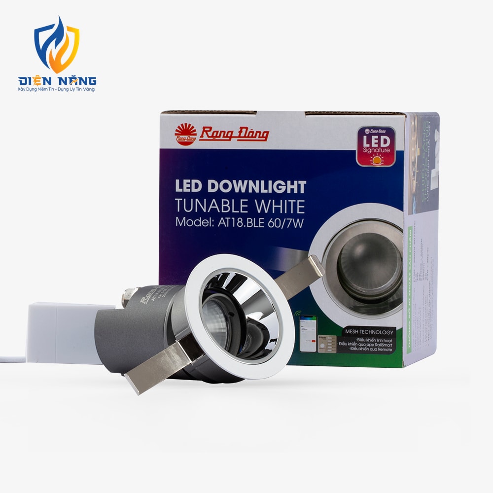 Đèn LED âm trần Downlight thông minh xoay góc AT18 bluetooth 60/7W - anh 2