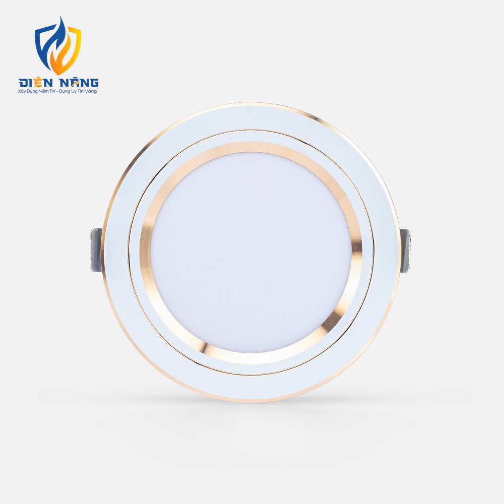 Đèn LED âm trần Downlight đổi màu AT20 viền vàng 90/8W
