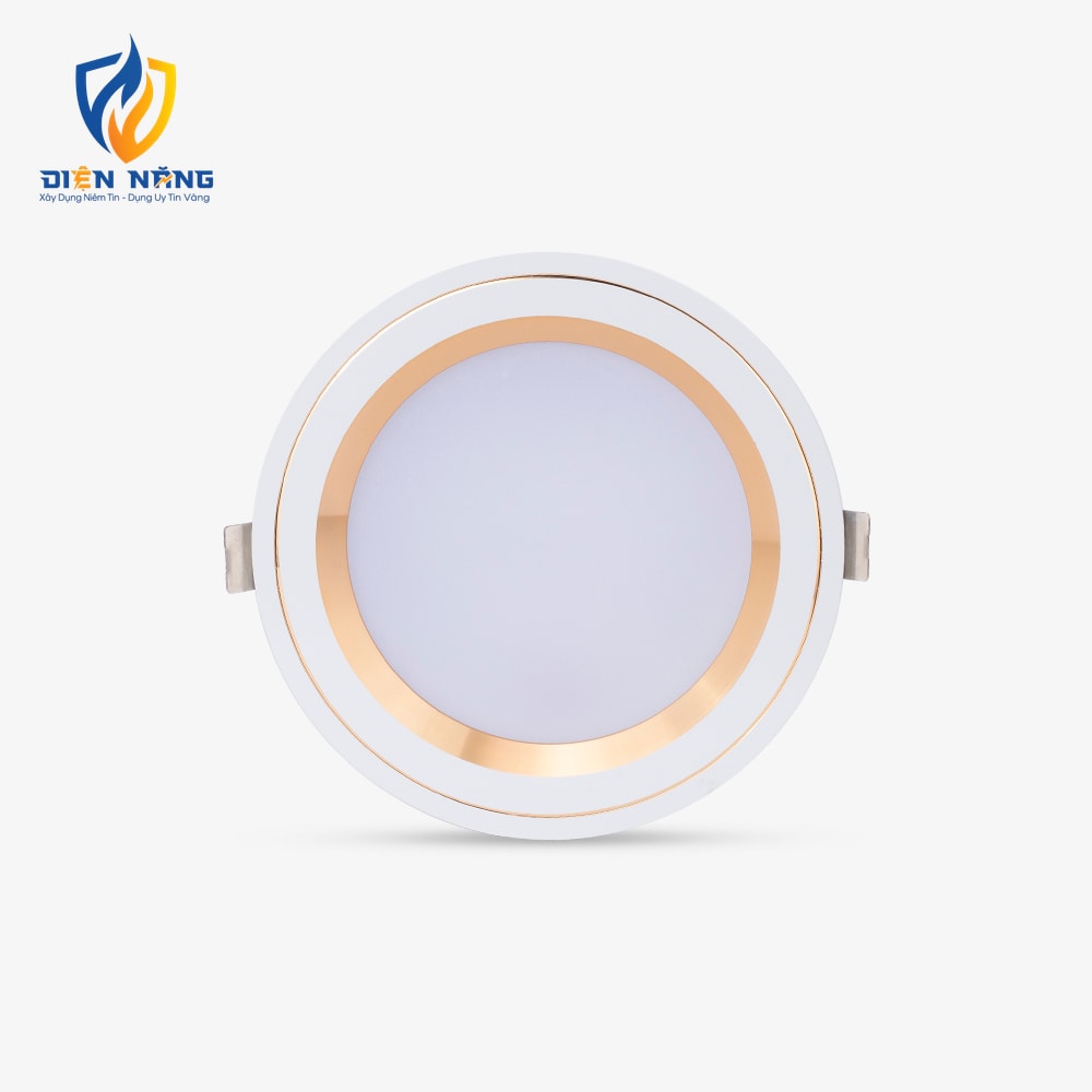 Đèn LED âm trần Downlight đổi màu AT26 viền vàng 110/12W
