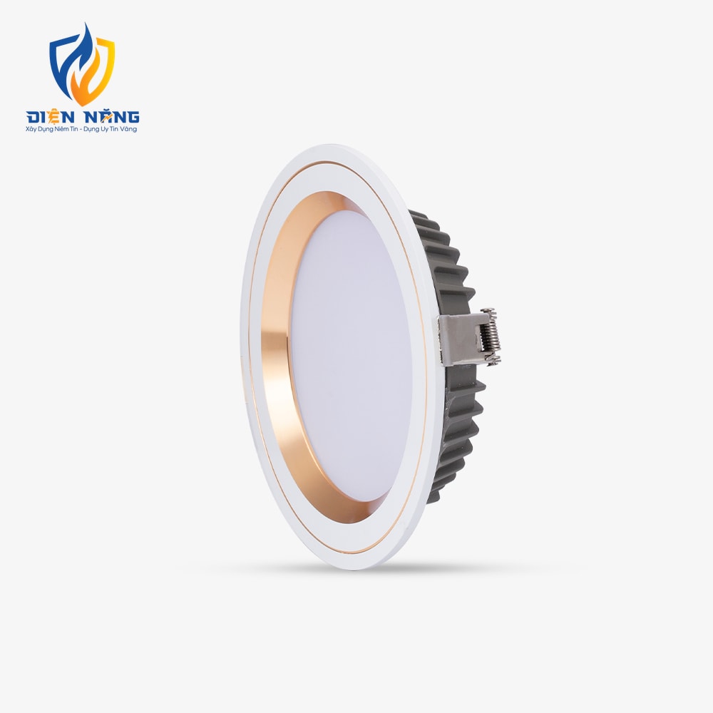 Đèn LED âm trần Downlight đổi màu AT26 viền vàng 110/12W - anh 3