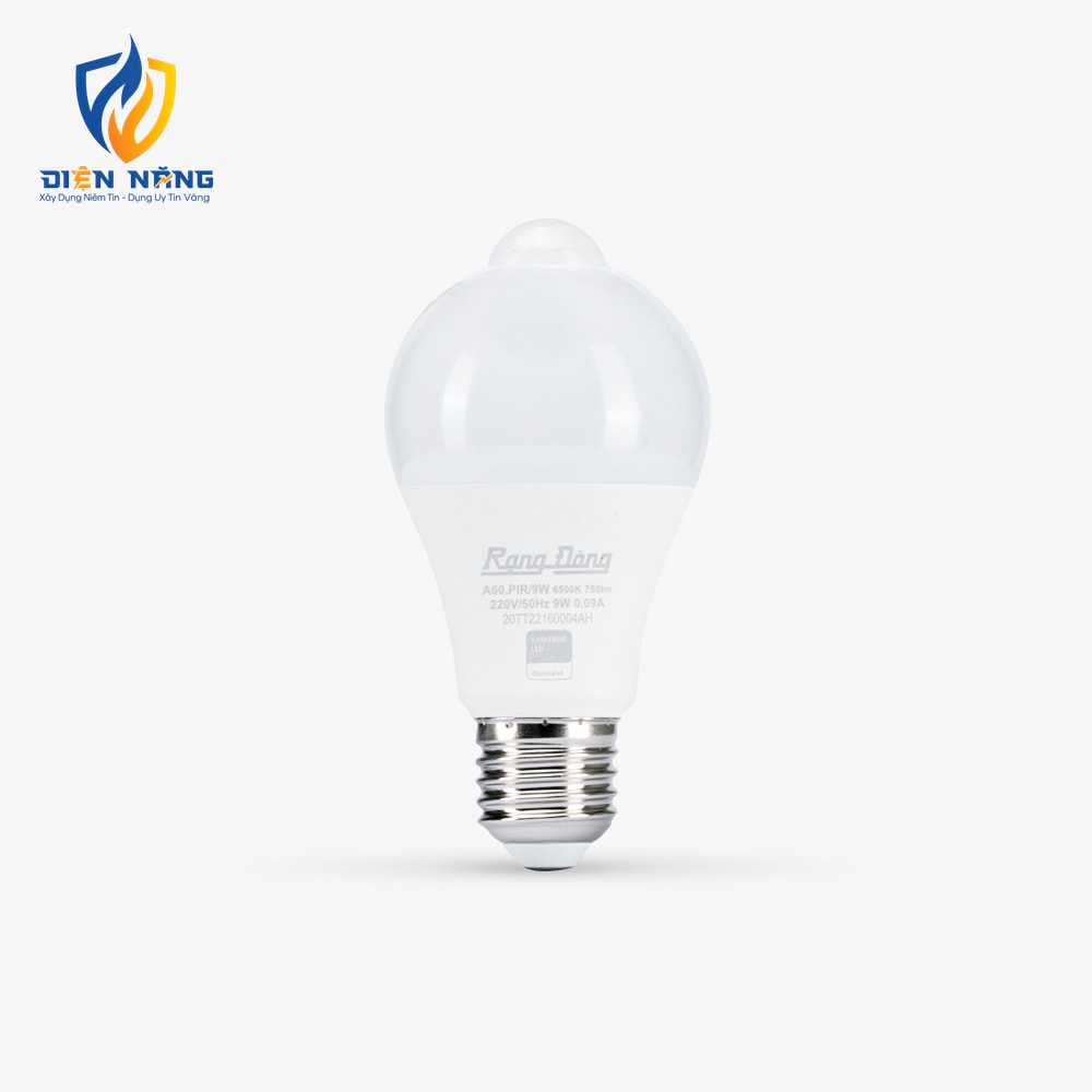 Bóng đèn LED bulb tròn cảm biến hồng ngoại A60 9W