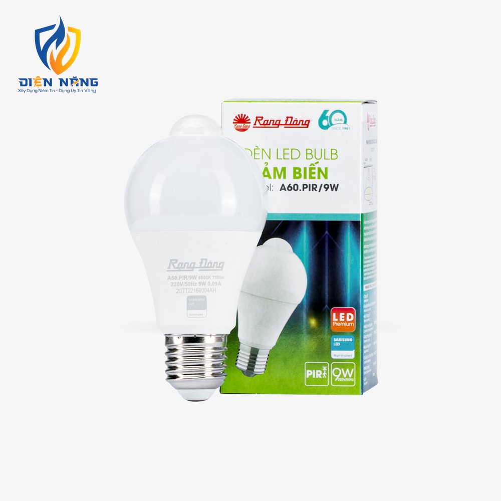 Bóng đèn LED bulb tròn cảm biến hồng ngoại A60 9W - anh 2