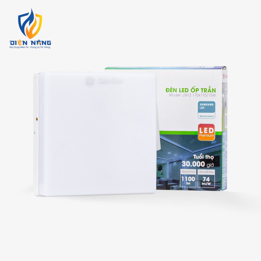 Đèn LED ốp trần vuông LN12 đế nhôm 170x170/15W - anh 2