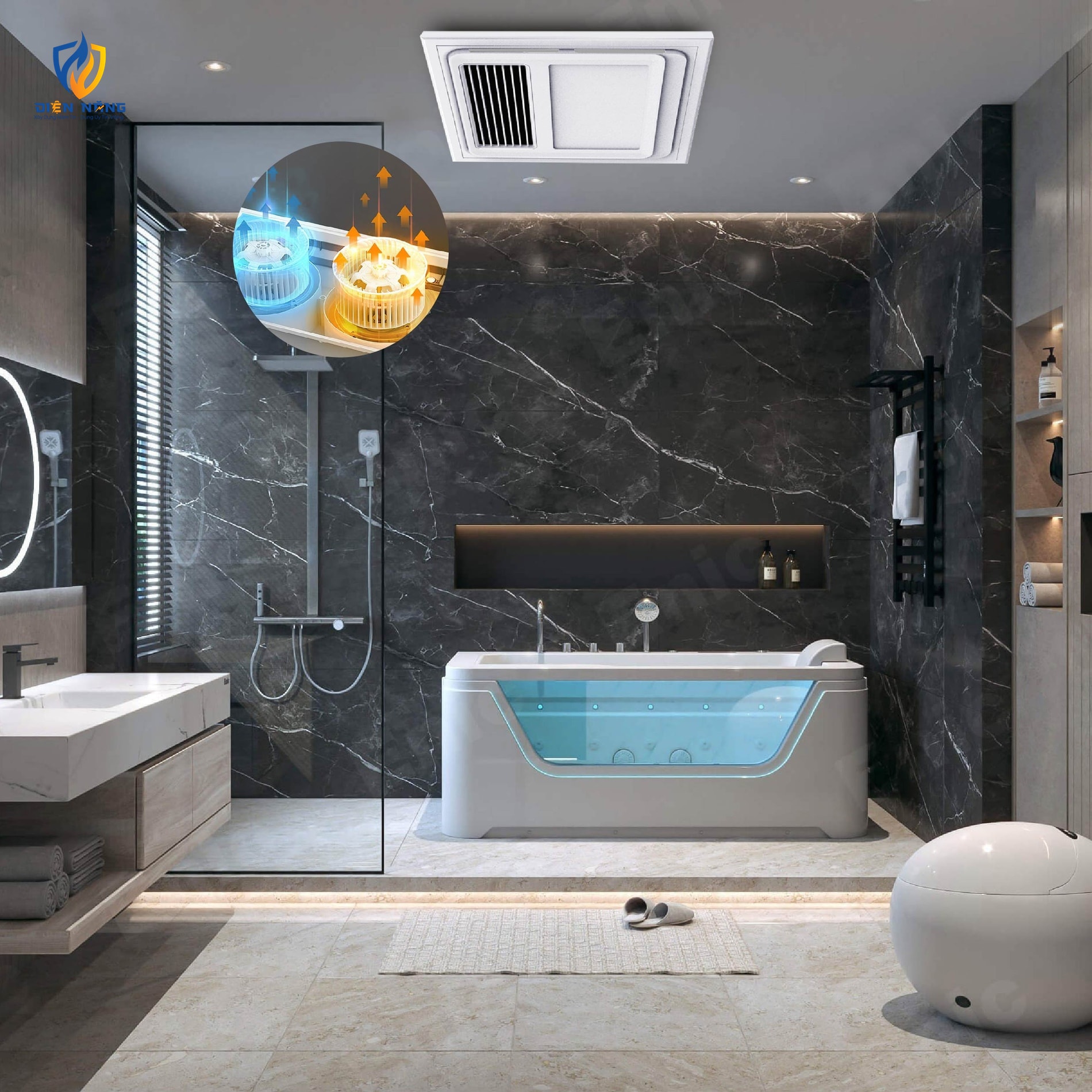 Đèn điều hòa phòng tắm âm trần - anh 3