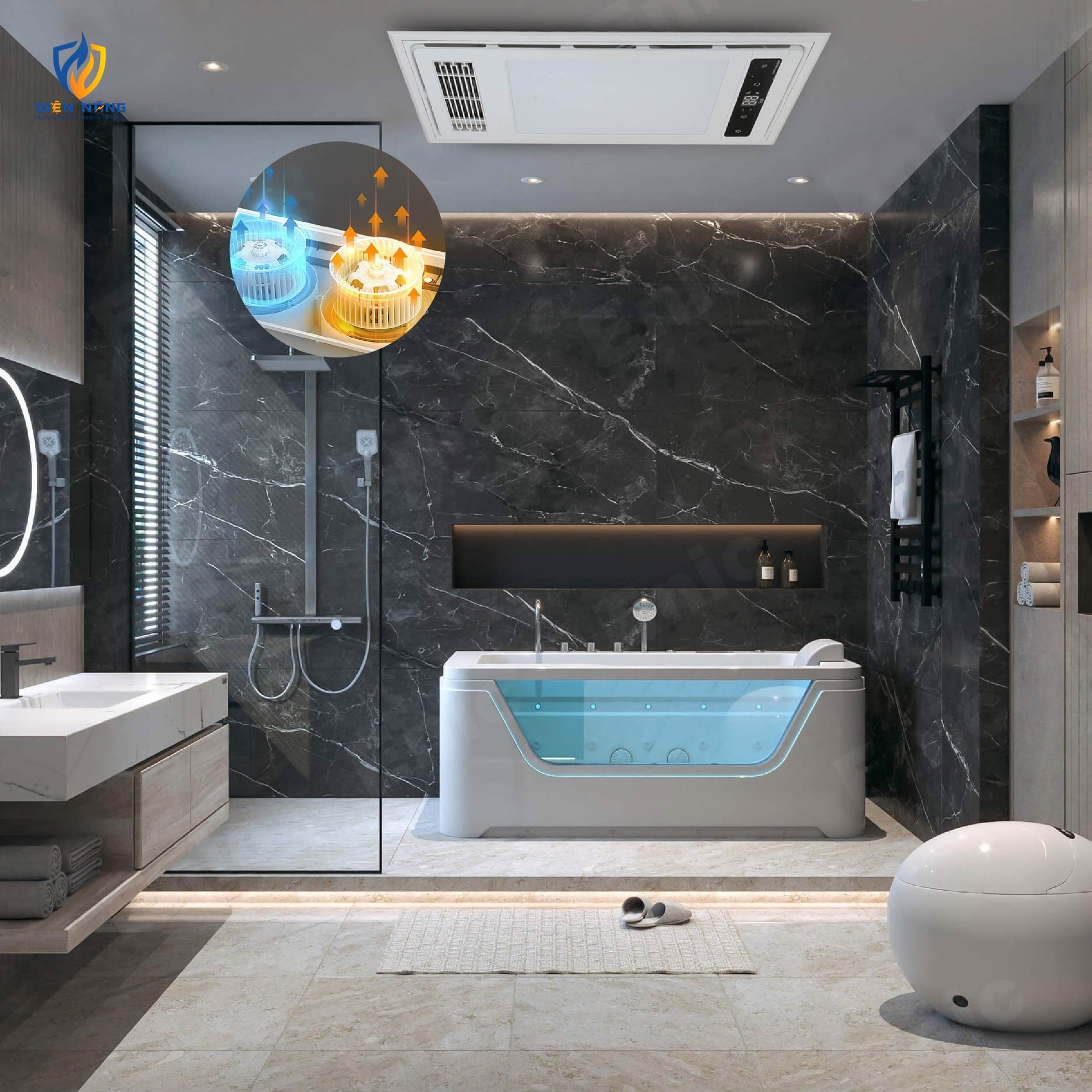 Đèn điều hòa phòng tắm âm trần - anh 3