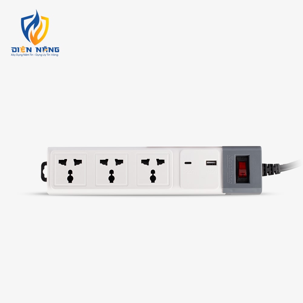 Ổ cắm điện kéo dài đa năng OC02 3m 3 ổ cắm tích hợp ổ type-C USB
