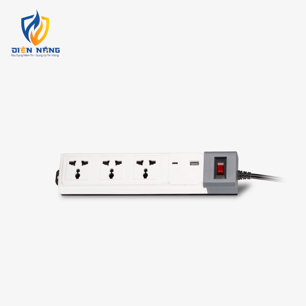 Ổ cắm điện kéo dài đa năng OC02 3m 3 ổ cắm tích hợp ổ type-C USB - anh 2