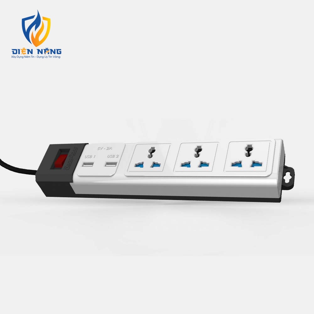 Ổ cắm điện kéo dài đa năng OC02 3m 3 ổ cắm tích hợp ổ USB
