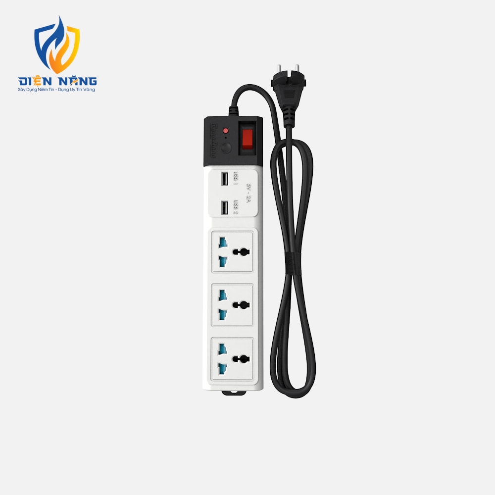 Ổ cắm điện kéo dài đa năng chống giật OC04 3m 3 ổ cắm tích hợp ổ USB