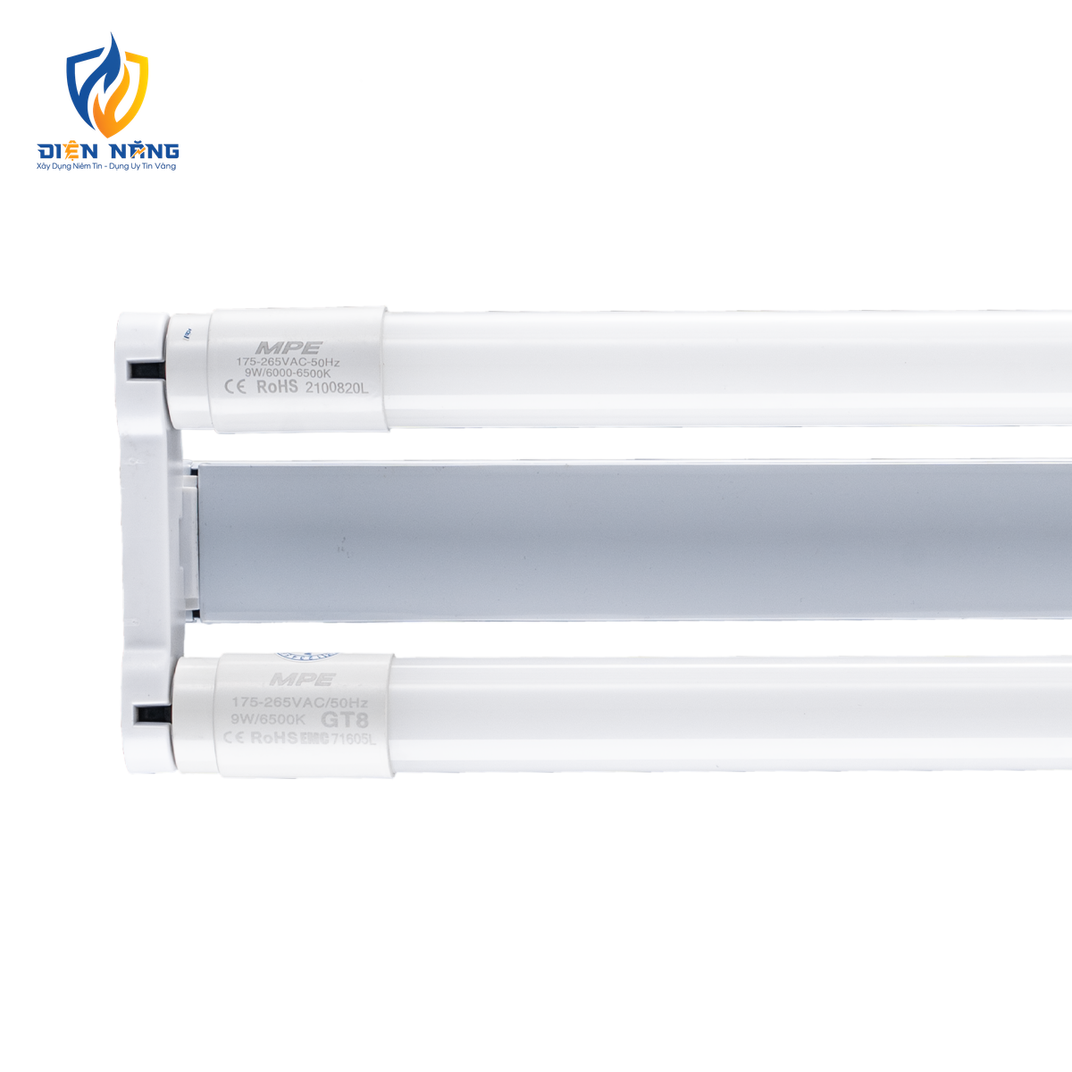 Bộ máng LED Tube thuỷ tinh 2x9W 0.6m ánh sáng vàng MGT-210V