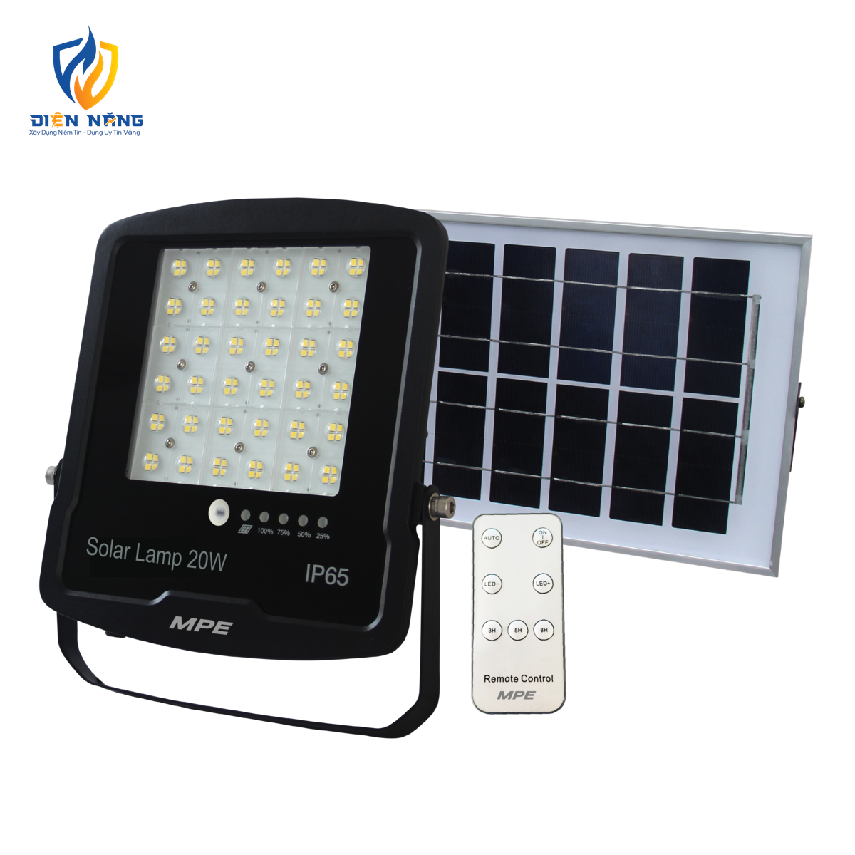 LED pha năng lượng mặt trời 20W ánh sáng vàng SFLD-20V