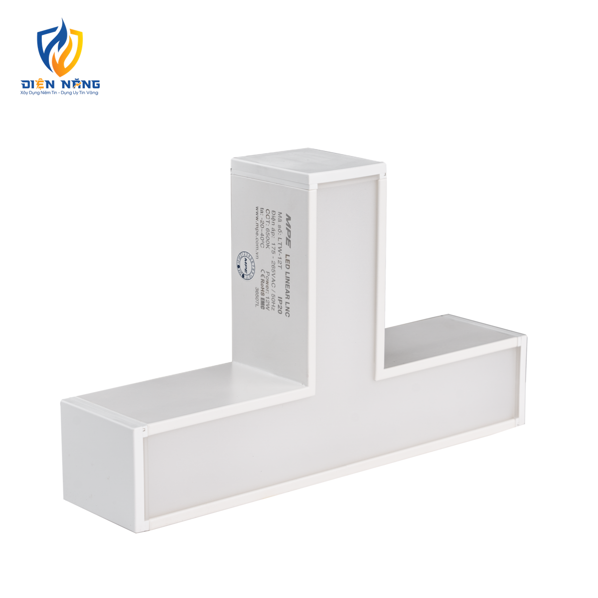 Phụ kiện thanh nối T thân màu trắng có đèn 12W ánh sáng trung tính dùng cho Seri LNC mã LTW-12N - anh 2
