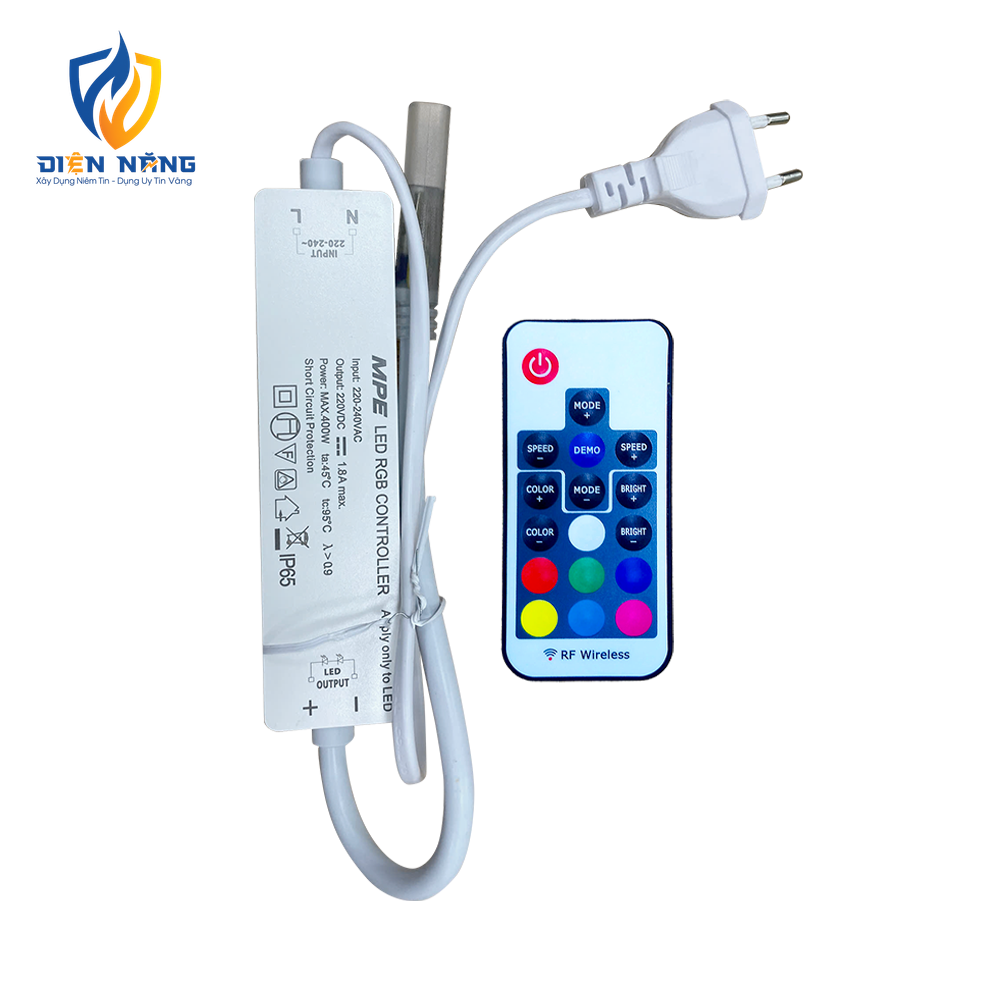 Driver & Remote RF dùng cho dây 2835RGB, công suất 400W, IP20, RF-2835RGB