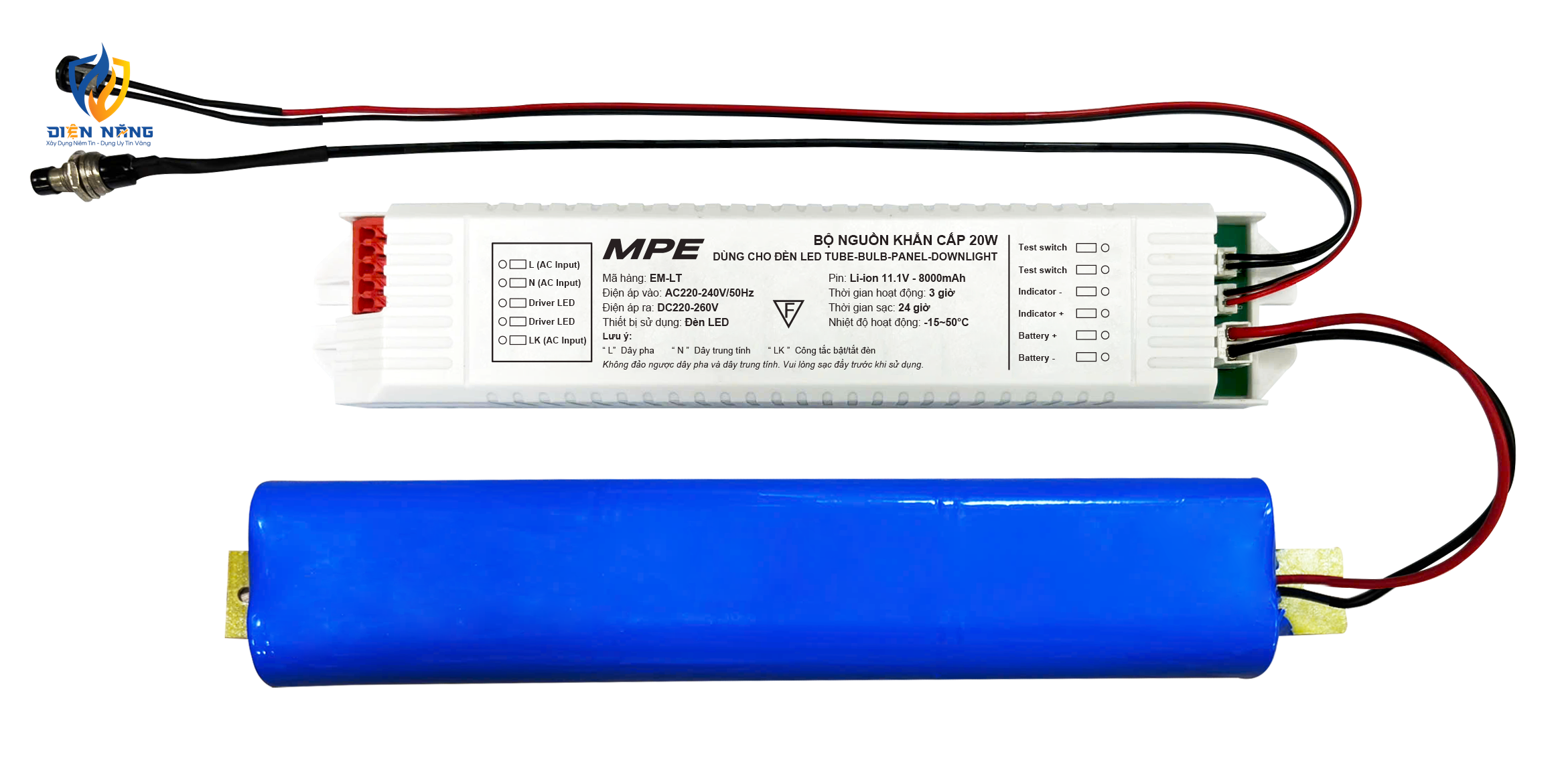 Bộ nguồn khẩn cấp dùng cho Led Tube, Bulb, Panel, Downlight, công suất tối đa 20W EM-LT