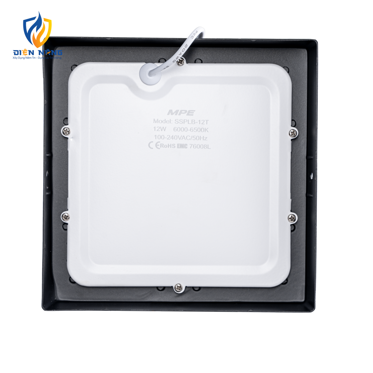 LED Panel ốp nổi nhôm, thân đen, mặt vuông 12W ánh sáng trắng SSPLB-12T - anh 4