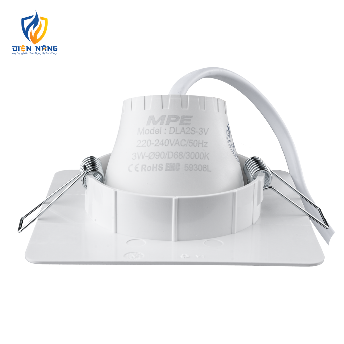 Downlight âm trần Chiếu điểm, Điều chỉnh hướng sáng, mặt vuông 3W ánh sáng vàng DLA2S-3V - anh 2