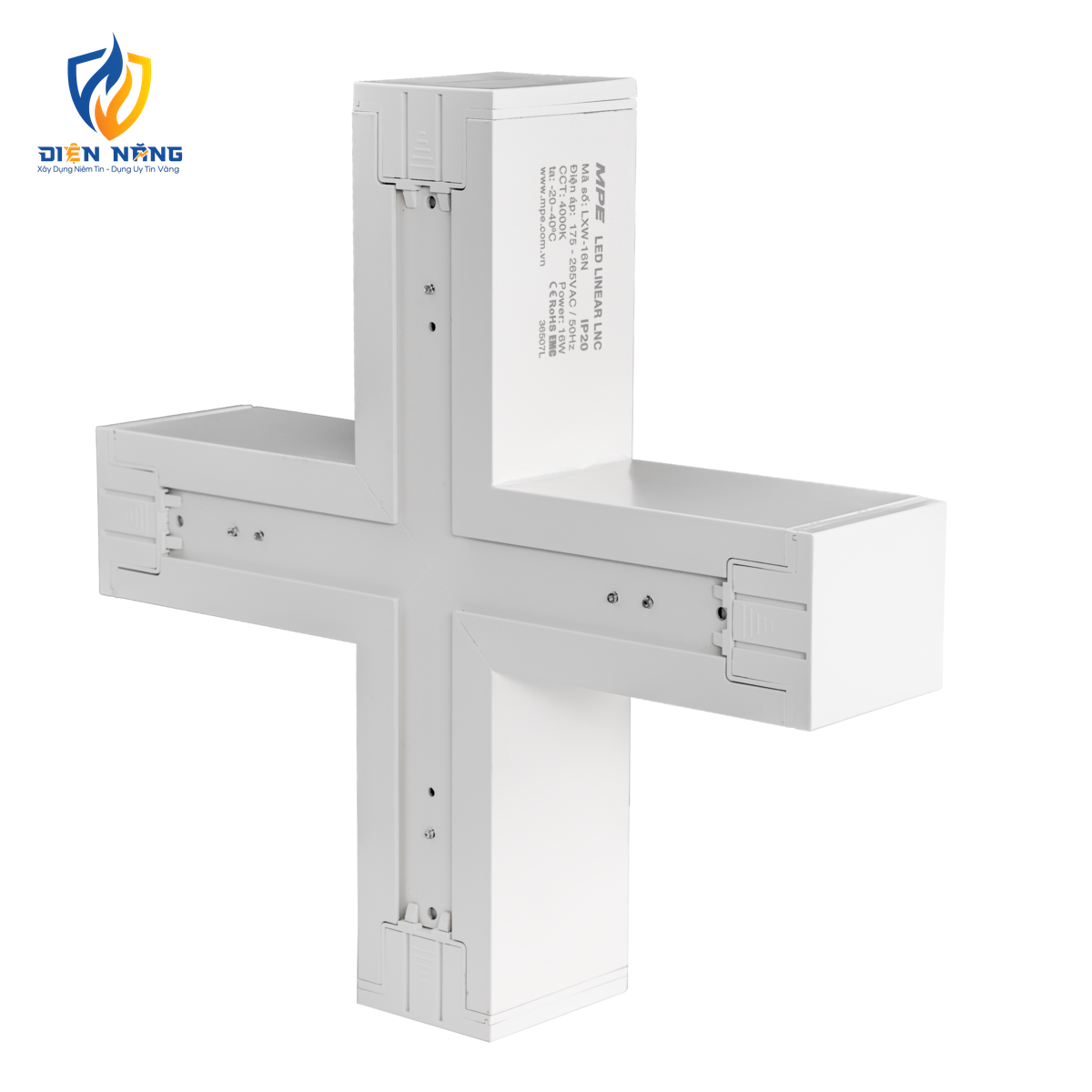 Phụ kiện thanh nối X thân màu trắng có đèn 16W ánh sáng trung tính dùng cho Seri LNC mã LXW-16N - anh 2