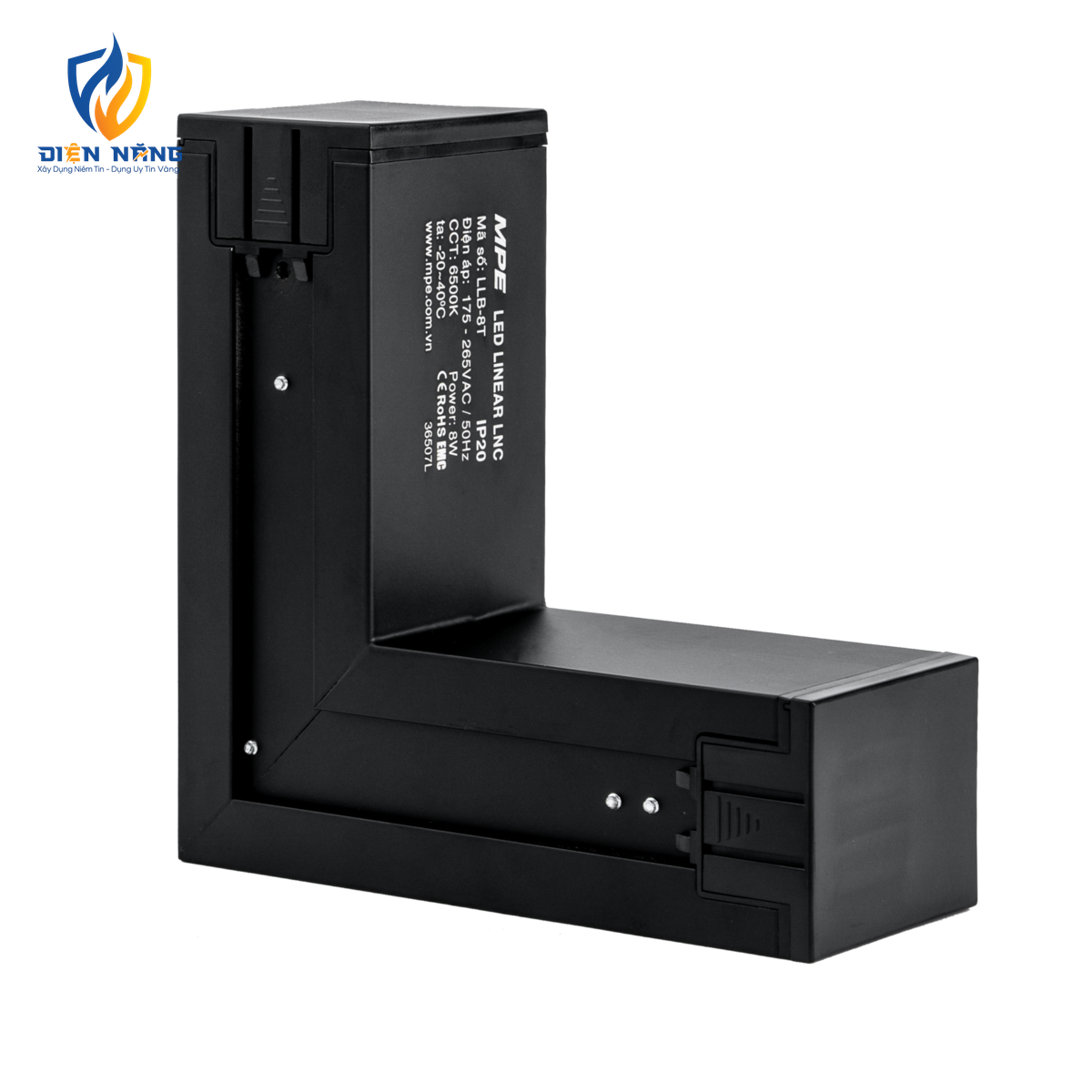 Phụ kiện thanh nối L thân màu đen có đèn 8W ánh sáng trắng dùng cho Seri LNC mã LLB-8T - anh 2