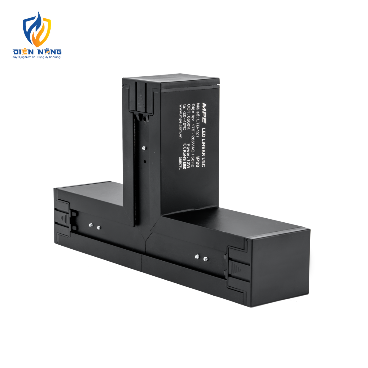 Phụ kiện thanh nối T thân màu đen có đèn 12W ánh sáng trắng dùng cho Seri LNC mã LTB-12T - anh 2