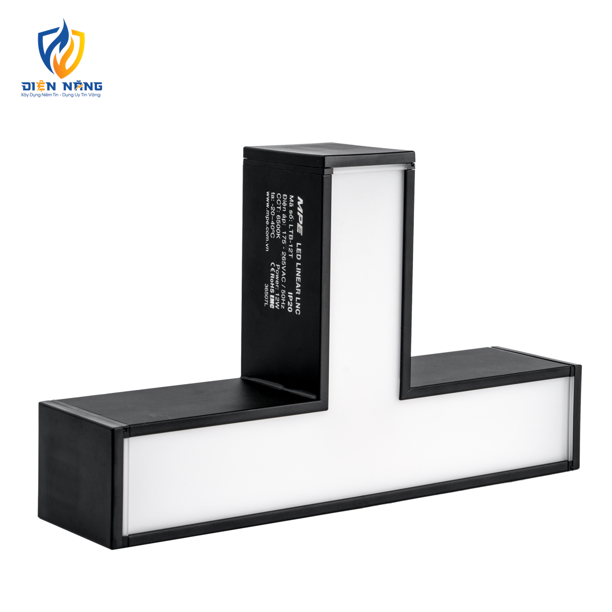 Phụ kiện thanh nối T thân màu đen có đèn 12W ánh sáng trắng dùng cho Seri LNC mã LTB-12T - anh 4