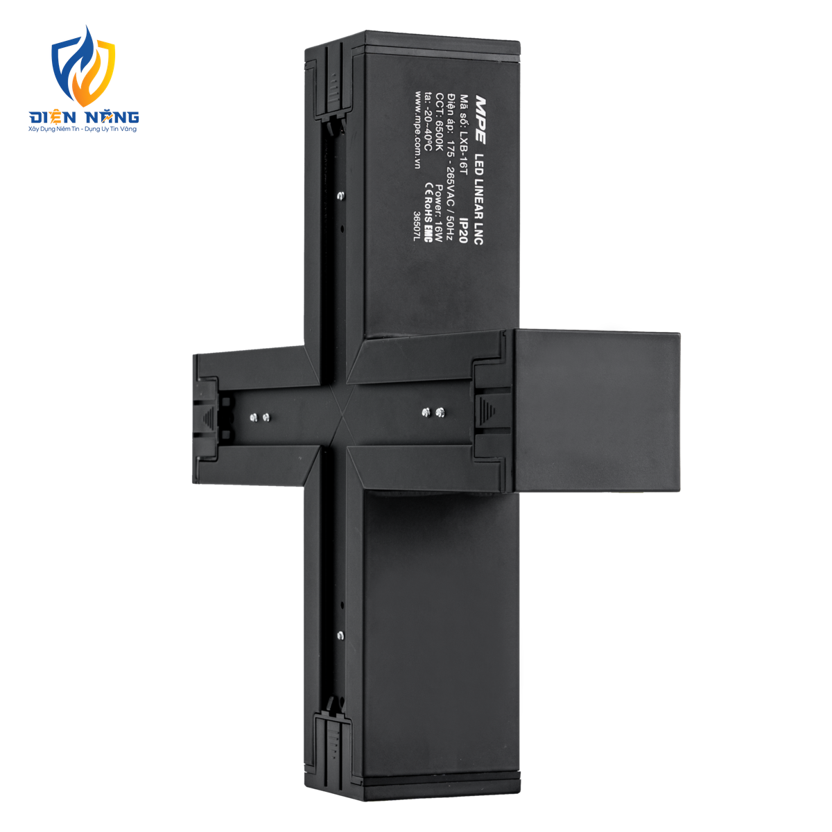 Phụ kiện thanh nối X thân màu đen có đèn 16W ánh sáng trắng dùng cho Seri LNC mã LXB-16T - anh 2