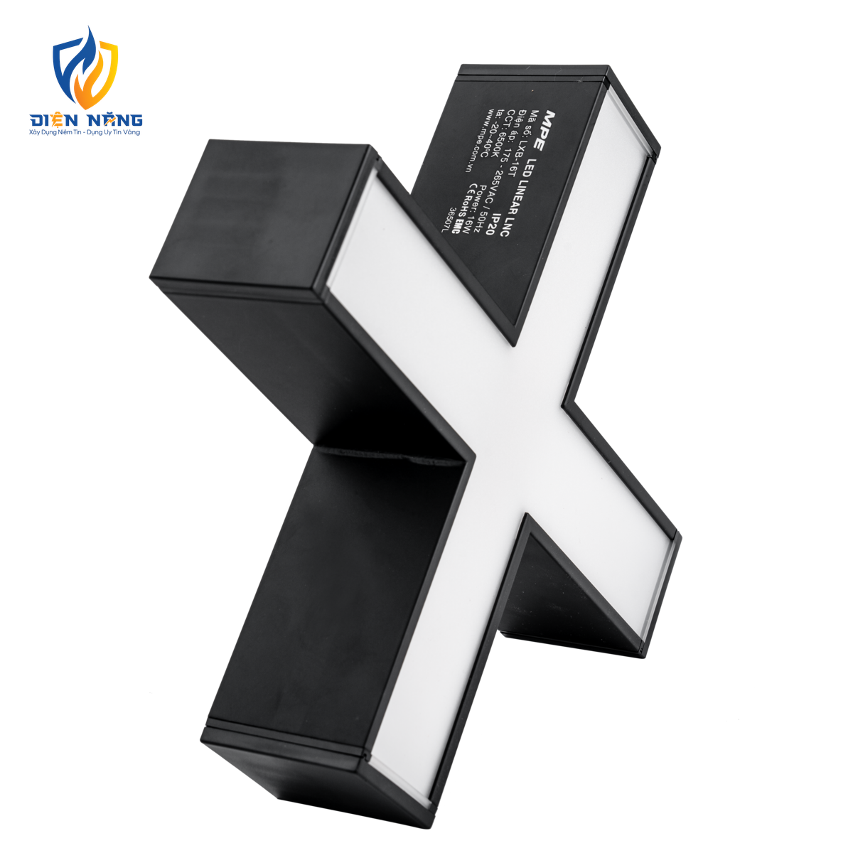 Phụ kiện thanh nối X thân màu đen có đèn 16W ánh sáng trắng dùng cho Seri LNC mã LXB-16T - anh 3
