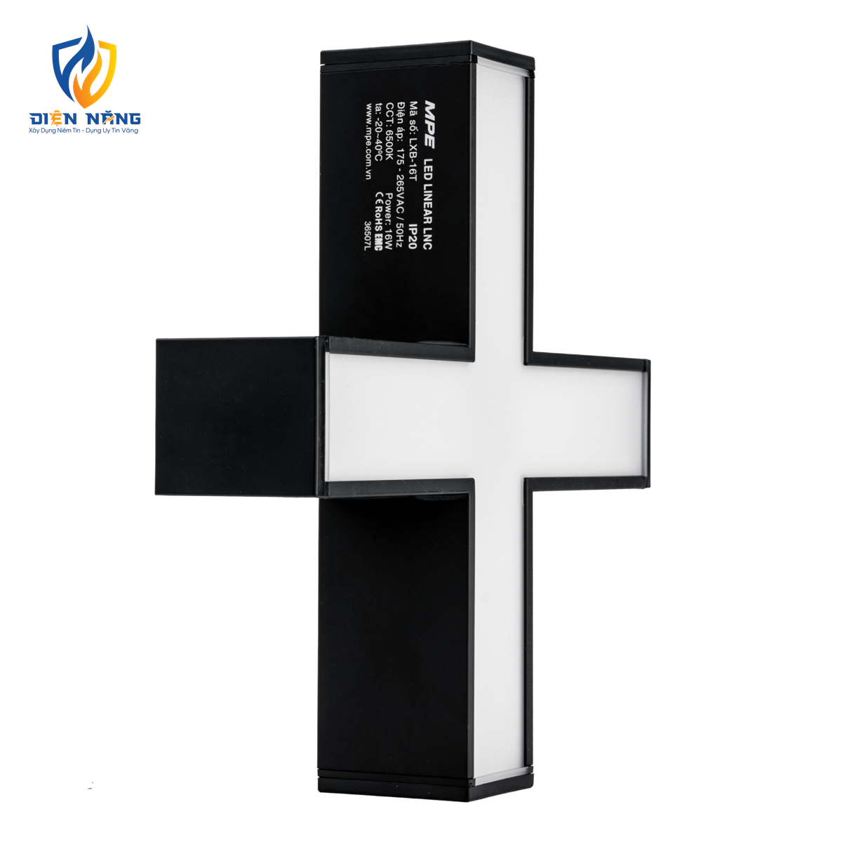 Phụ kiện thanh nối X thân màu đen có đèn 16W ánh sáng trắng dùng cho Seri LNC mã LXB-16T - anh 4