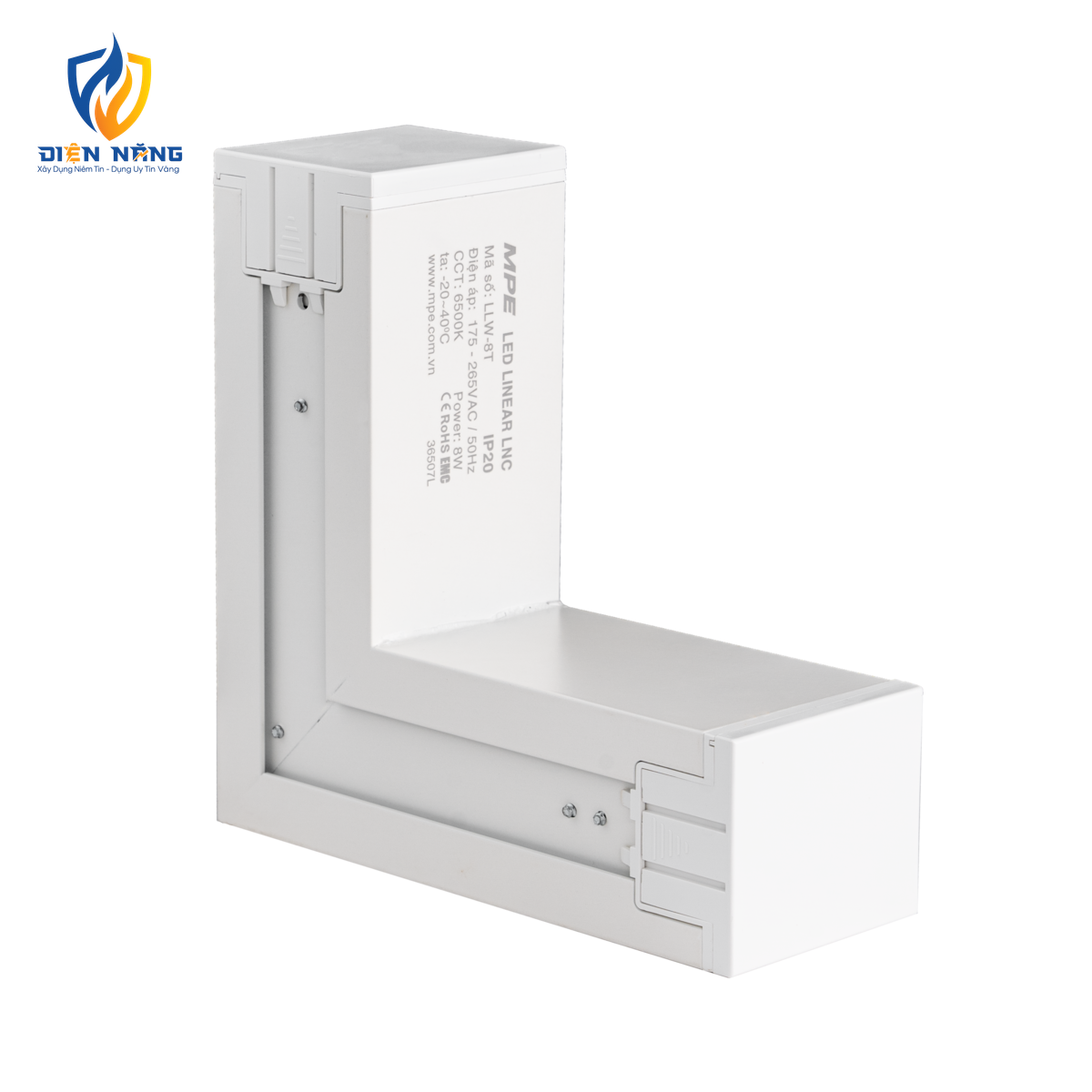 Phụ kiện thanh nối L thân màu trắng có đèn 8W ánh sáng trắng dùng cho Seri LNC mã LLW-8T - anh 2