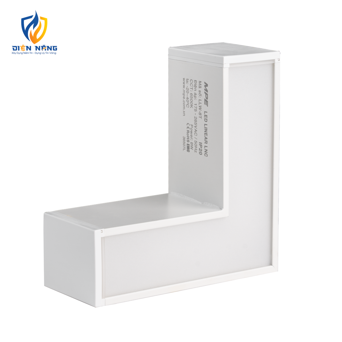 Phụ kiện thanh nối L thân màu trắng có đèn 8W ánh sáng trắng dùng cho Seri LNC mã LLW-8T - anh 3