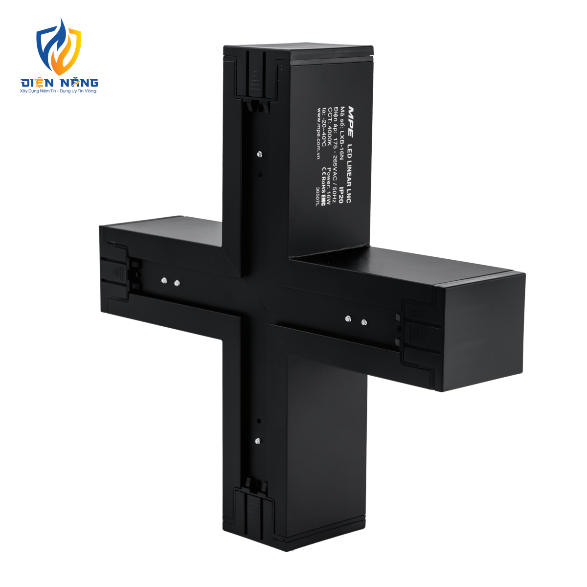 Phụ kiện thanh nối X thân màu đen có đèn 16W ánh sáng trung tính dùng cho Seri LNC mã LXB-16N - anh 2