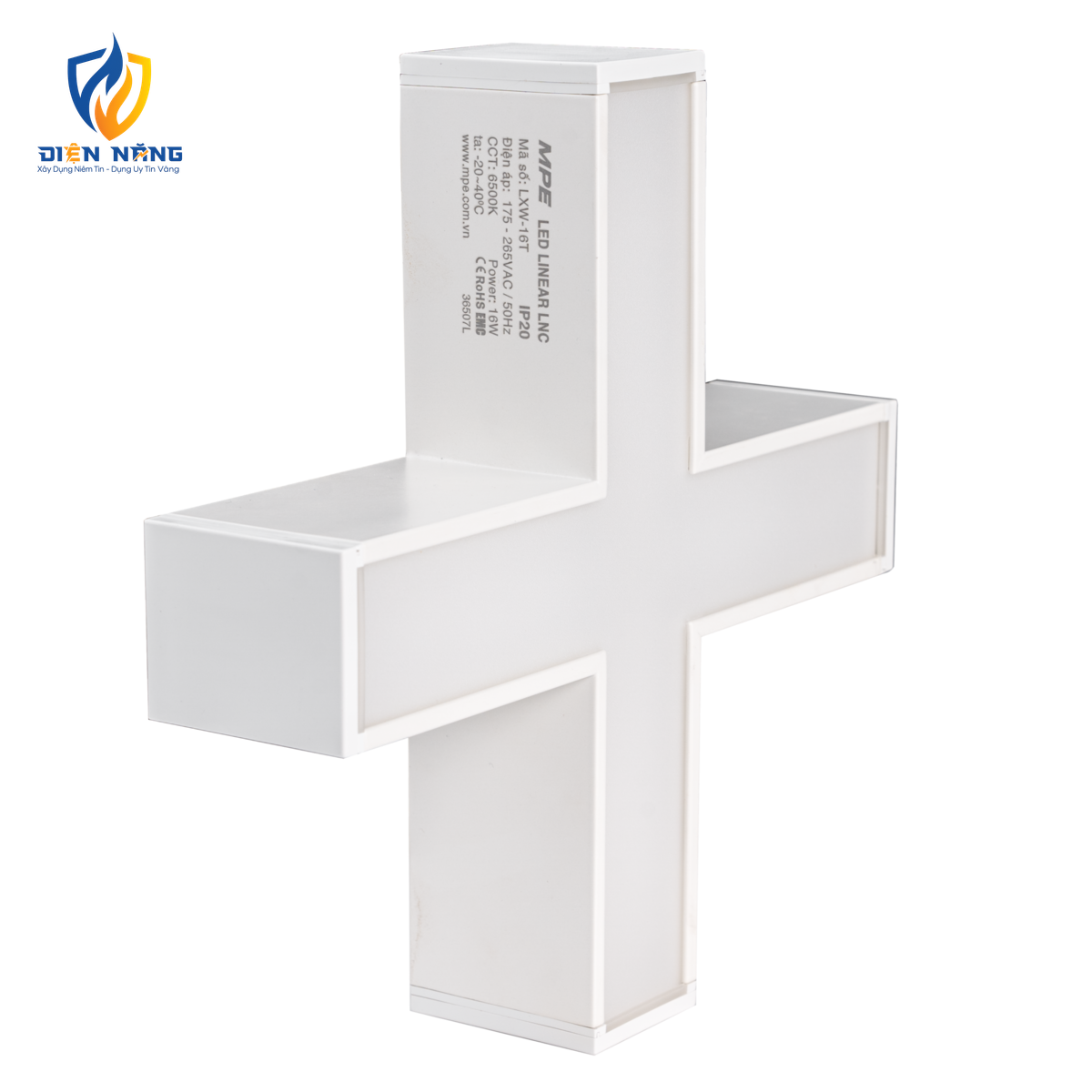 Phụ kiện thanh nối X thân màu trắng có đèn 16W ánh sáng trắng dùng cho Seri LNC mã LXW-16T - anh 2